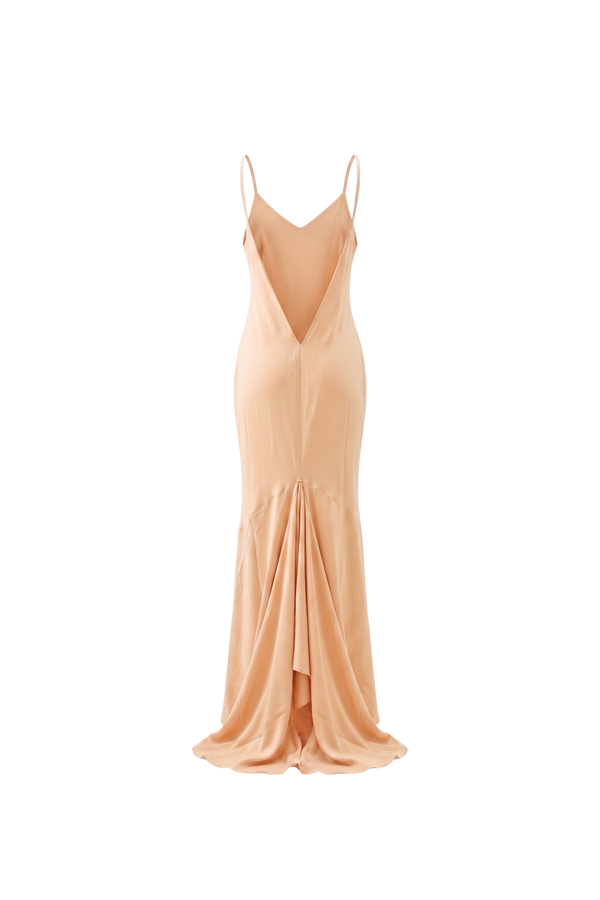 Vikki Maxi Dress Peach Silk