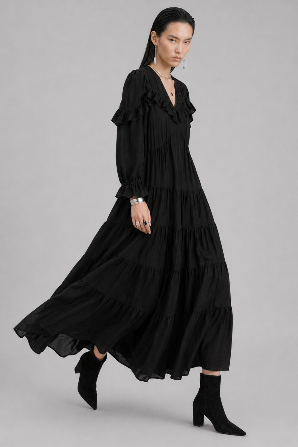 Samara Maxi dress Carbon Silk