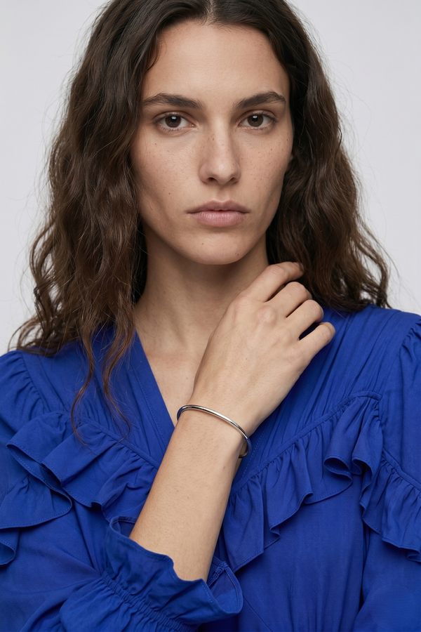 Samara Maxi Dress by VKELLER in Cobalt Blue. 100% silk bohemian maxi dress with ruffled long sleeves and gathered neckline. Designed in Paris, handcrafted in Portugal. #cobaltblue