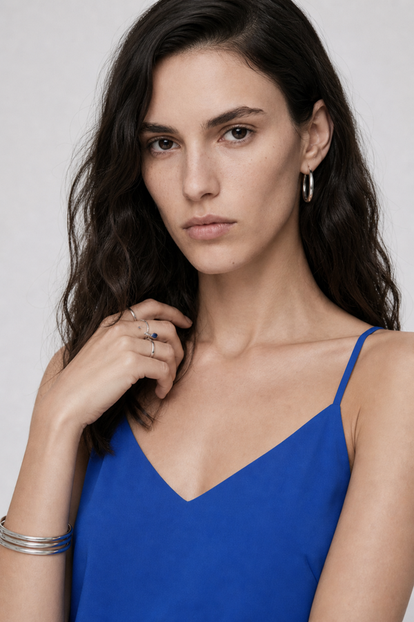 Vikki Maxi Dress by VKELLER in Cobalt Blue. 100% silk maxi dress with low back and flowing bias-cut silhouette. Designed in Paris, handcrafted in Portugal. #cobaltblue